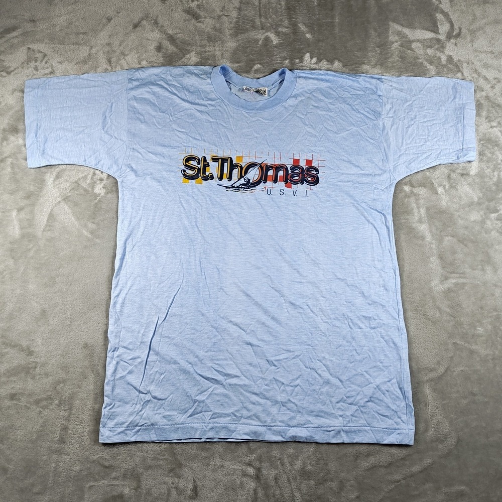 Vintage St Thomas USVI Shirt Men Medium 80s Single Stitch Windsurfing Beach Surf